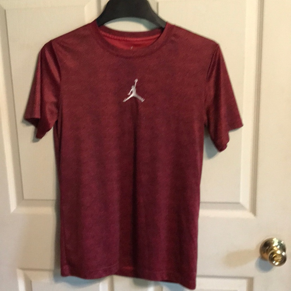 Air Jordan Boys Burgundy Short Sleeve Embroidered Logo Tee